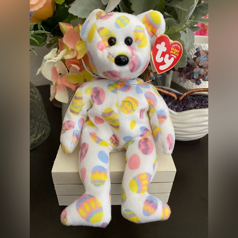 🆕🐰 RARE RETIRED BEANIE BABY BEAR “EGGS 2004”. MWMT!